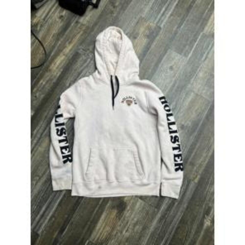 Hollister Womens Hoodie Size Medium White Leopard Patch Sweatshirt